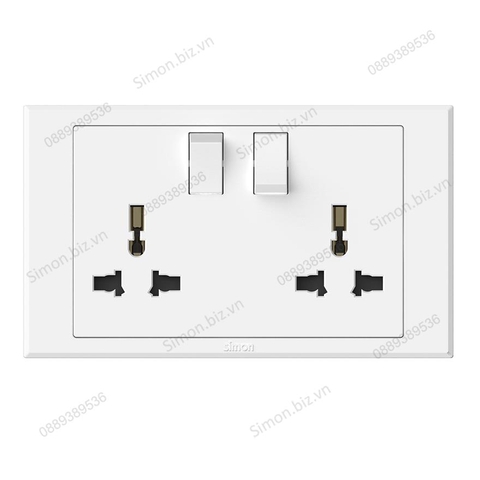 Bộ 2 ổ cắm đa tiêu chuẩn kèm công tắc ổ Simon E3 304589