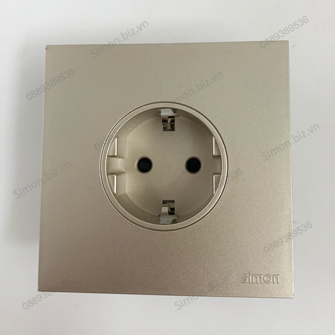 Bộ Ổ cắm Schuko đơn 16A màu Sâm panh (champagne) lắp đế âm chuẩn vuông cao cấp Simon S6 581687-46