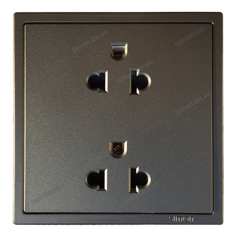 Bộ ổ cắm đôi 3 chấu 16A màu xám Simon i7 711287-61