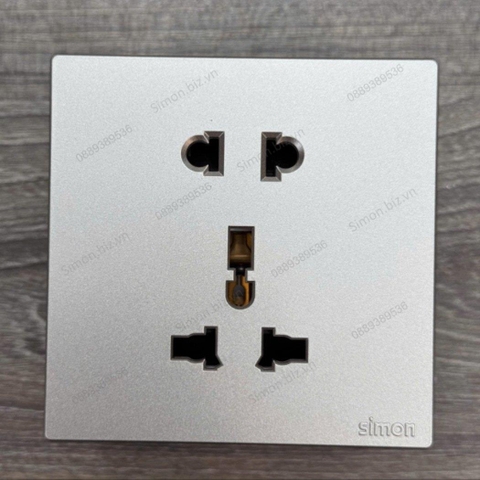 Bộ ổ cắm 3 chấu đa năng và ổ cắm 2 chấu thường mặt vuông màu Sâm Panh (chamgagne) Simon S6 581080V-46