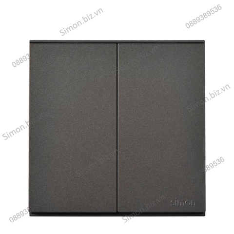 Bộ công tắc đôi, một chiều lắp đế âm chuẩn vuông mặt Xám (Grey) Simon E6 721021-61