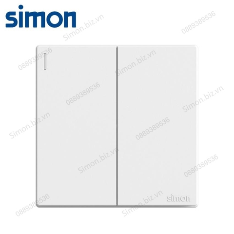 Bộ Công tắc đôi, 2 chiều mặt vuông màu trắng cao cấp Simon S6 581022