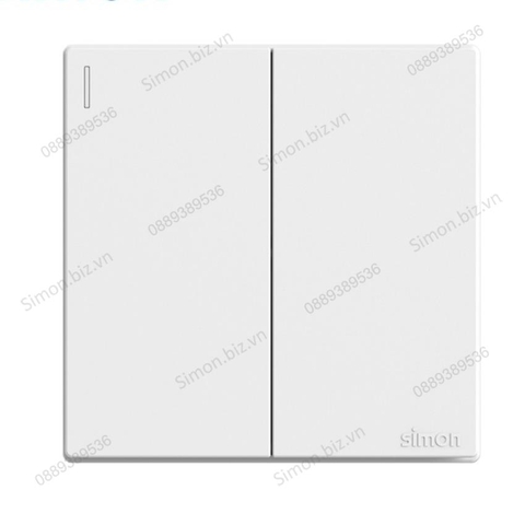 Bộ Công tắc đôi, 1 chiều mặt vuông màu trắng cao cấp Simon S6 581021