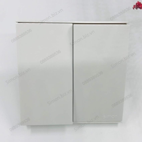 Bộ công tắc đôi, một chiều lắp đế âm chuẩn vuông màu trắng Simon E6 721021