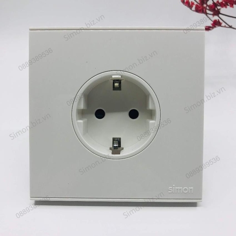 Bộ Ổ cắm đơn Schuko 16A có chân tiếp địa chuẩn vuông màu trắng Simon E6 721687