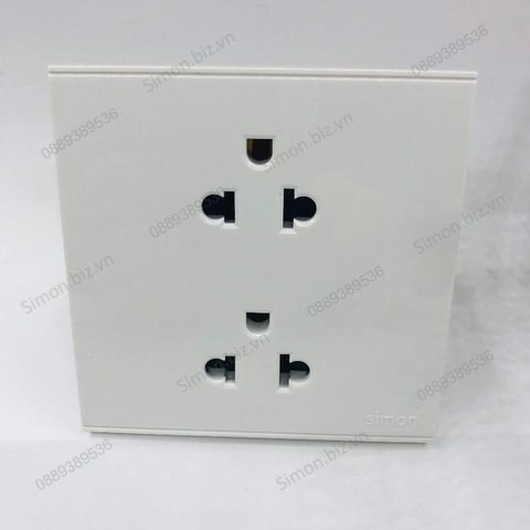 Bộ Ổ cắm đôi chuẩn Âu-Mỹ 16A chuẩn vuông màu trắng Simon E6 721287