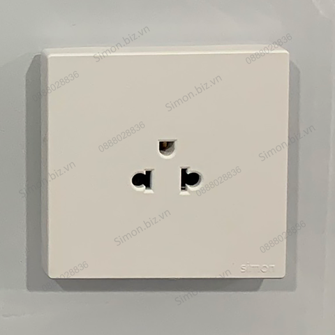 Bộ ổ cắm đơn 3 chấu 16A màu trắng mặt vuông cao cấp Simon S6 581087