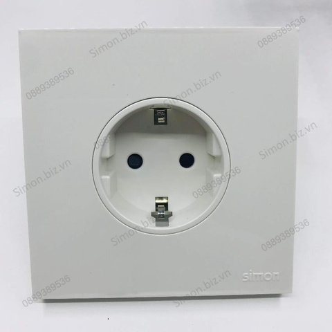 Bộ Ổ cắm Schuko đơn 16A màu trắng lắp đế âm chuẩn vuông cao cấp Simon S6 581687