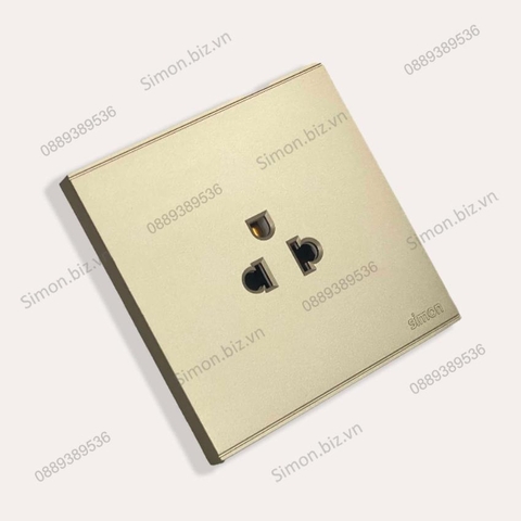 Bộ Ổ cắm đơn chuẩn Âu-Mỹ 16A chuẩn vuông màu Sâm Panh (Champagne) Simon E6 721087-46