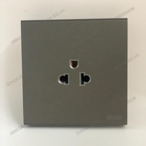 Bộ Ổ cắm đơn chuẩn Âu-Mỹ 16A chuẩn vuông màu Xám (Grey) Simon E6 721087-61