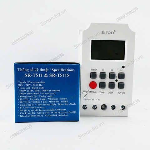 Công tắc hẹn giờ kỹ thuật số tối thiểu giây Siron SR-TS11S