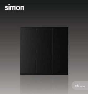 Simon E6 Bộ nút nhấn công tắc ba (Đen), 721031F-26