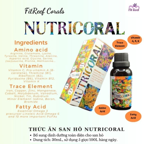 Thức ăn san hô tăng màu NutriCoral - cần thiết cho mọi hồ san hô cá biển (amino acid, vitamin, vi lượng, fatty acid...)
