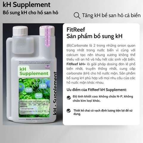 FitReef kH+ tăng đa lượng dung dịch bổ sung kH cho hồ nước mặn san hô cá biển