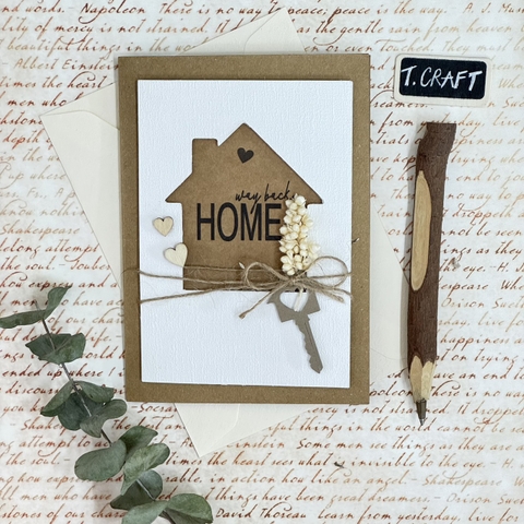 THIỆP HANDMADE NHÀ LÀM CHỦ ĐỀ FULL HOUSE ĐI KÈM BAO THƯ LỤA T.CRAFT HOUSE