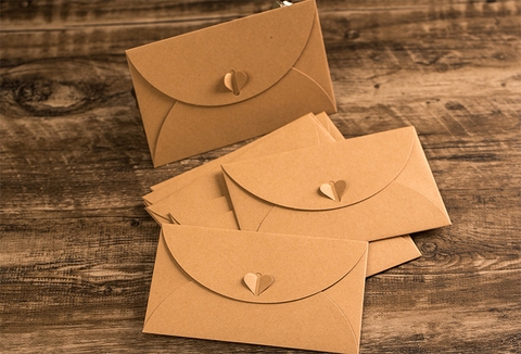 SET 5 BAO THƯ KRAFT NÚT GÀI VINTAGE PHONG CÁCH RETRO CHẤT LƯỢNG CAO T.CRAFT HOUSE