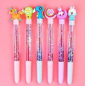 BÚT BI NƯỚC MÀU ĐEN KIM TUYẾN HỌA TIẾT HOẠT HÌNH XINH XẮN NGÒI 0.38MM T-CRAFT ^^