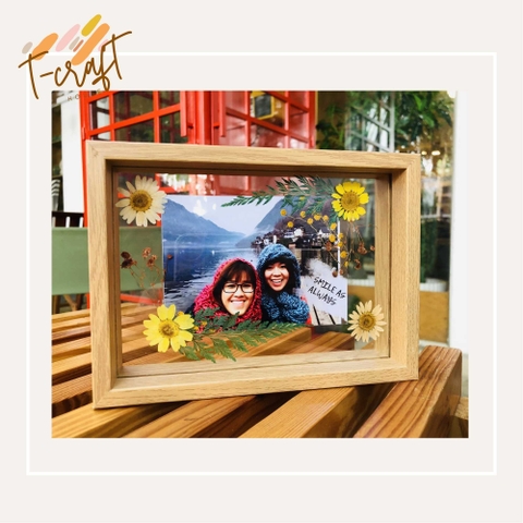 KHUNG TRANH HOA KHÔ TRANG TRÍ 2 MẶT TRONG SUỐT ĐỂ BÀN T.CRAFT HOUSE-MẪU 2