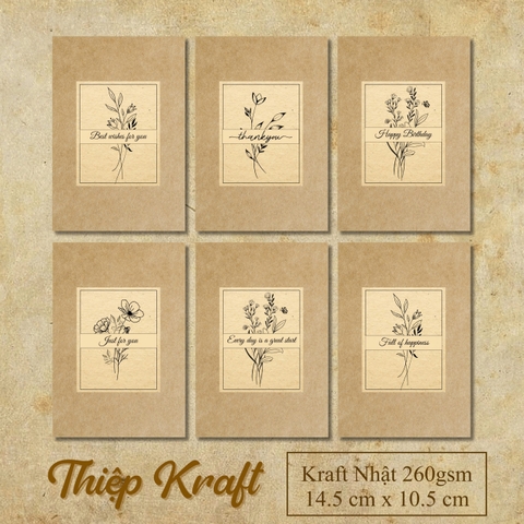 THIỆP HANDMADE NHÀ LÀM KRAFT NÂU NHIỀU CHỦ ĐỀ ĐI KÈM THÔNG ĐIỆP Ý NGHĨA T.CRAFT HOUSE (KHÔNG KÈM BAO THƯ)