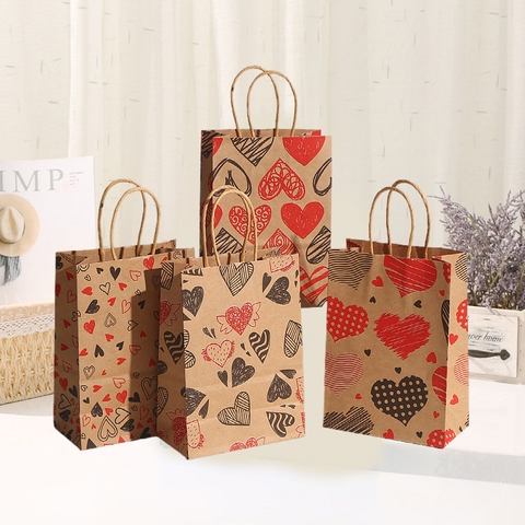 TÚI GIẤY KRAFT ĐỰNG QUÀ TẶNG CHỦ ĐỀ TÌNH YÊU ĐÁNG YÊU XINH XẺO T.CRAFT HOUSE - MẪU 1