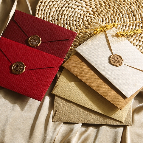 SET 5 BAO THƯ CAO CẤP 250gsm VÂN VẢI LANH DÀY VÀ NHIỀU MÀU SẮC PHONG CÁCH CỔ ĐIỂN T.CRAFT HOUSE