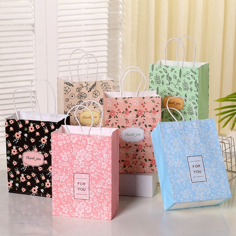 TÚI GIẤY ĐỰNG QUÀ TẶNG HÀN QUỐC BÔNG HOA XINH XẮN 21x15x8cm T.CRAFT HOUSE