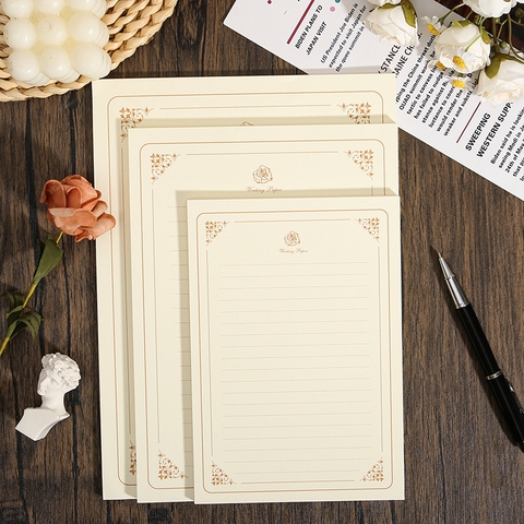 SET 10 GIẤY VIẾT THƯ CÓ DÒNG KẺ 100GSM PHONG CÁCH VINTAGE T.CRAFT HOUSE