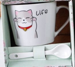 TÁCH TRÀ/ CÀ PHÊ BẰNG GỐM SỨ NHIỀU HÌNH ẢNH DỄ THƯƠNG, TIỆN DỤNG CÓ KÈM MUỖNG T-CRAFT ^^