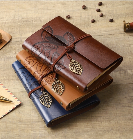 SỔ TAY DA HOẠ TIẾT LÁ CHÌM PHONG CÁCH VINTAGE T.CRAFT HOUSE