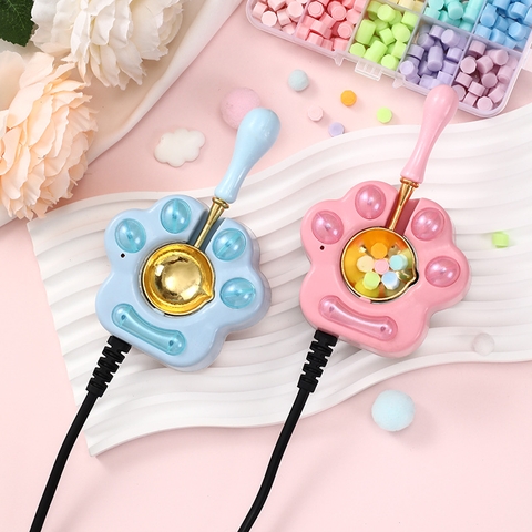 BỘ LÒ NUNG SÁP ĐIỆN LÀM CON DẤU HÌNH CHÂN MÈO SIÊU YÊU T.CRAFT HOUSE