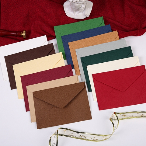 SET 5 BAO THƯ CAO CẤP VÂN VẢI LANH CHÌM DÀY 250GSM KÍCH THƯỚC15x20CM NHIỀU MÀU SẮC PHONG CÁCH CỔ ĐIỂN T.CRAFT HOUSE