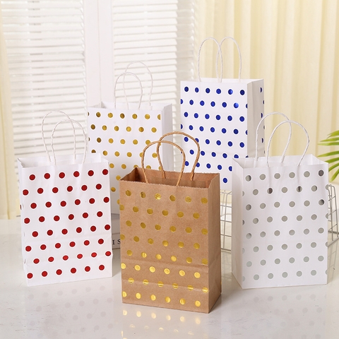 TÚI GIẤY KRAFT ĐỰNG QUÀ HỌA TIẾT CHẤM BI T.CRAFT HOUSE