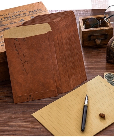 SET GIẤY KRAFT VIẾT THƯ A5 PHONG CÁCH VINTAGE T.CRAFT HOUSE