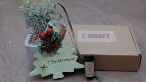BỘ QUÀ TẶNG THẠCH CAO THƠM HANDMADE CÂY THÔNG NOEL KÈM TINH DẦU 3ML NHIỀU MÙI T-CRAFT