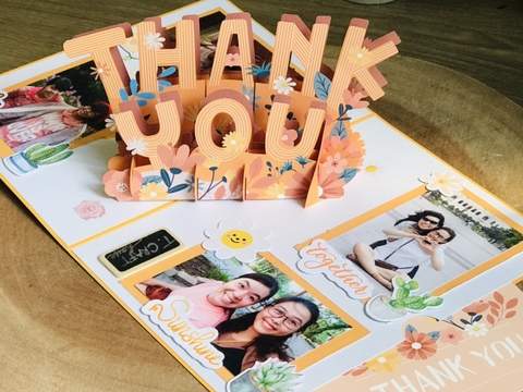 THIỆP HANDMADE 3D NHÀ LÀM IN HÌNH ĐỘC ĐÁO CHỦ ĐỀ THANK YOU T.CRAFT HOUSE