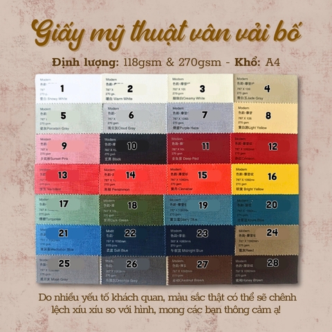 GIẤY MỸ THUẬT VÂN VẢI BỐ CHÌM DÀY 270gsm SIÊU ĐẸP LÀM THIỆP/CRAPBOOK T.CRAFT HOUSE