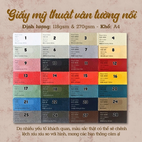 GIẤY MỸ THUẬT VÂN TƯỜNG NỔI DÀY 270gsm SIÊU ĐẸP LÀM THIỆP/CRAPBOOK T.CRAFT HOUSE