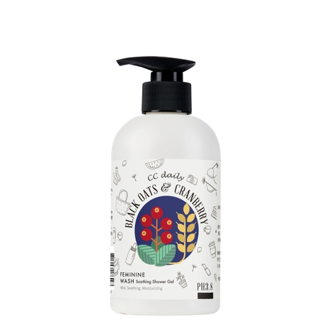 Dung dịch vệ sinh phụ nữ làm dịu và mềm mại da CC Daily Black Oats & Cranberry Feminine Wash Soothing Shower Gel (Yến mạch đen & Nam việt quất)