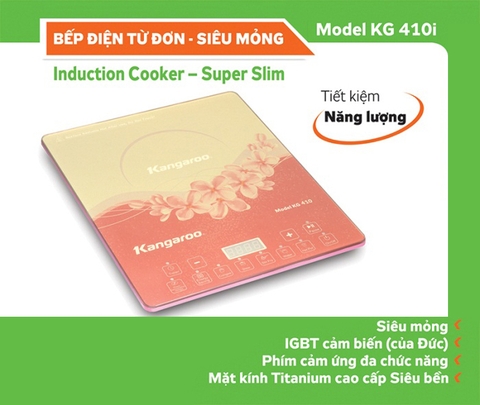 Bếp Điện Từ Đơn Siêu Mỏng Kangaroo KG410I (2100W) - Hồng - Hàng chính hãng