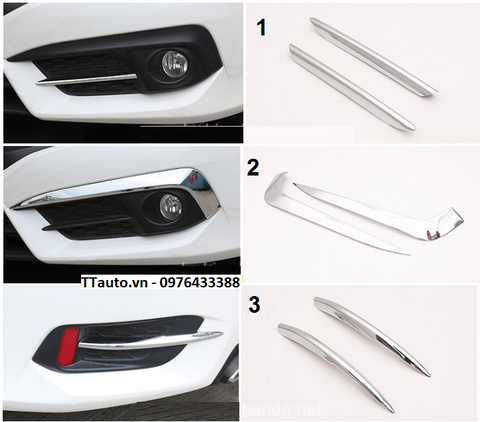 Viền đèn gầm trước sau mạ crom Civic 2016-2018