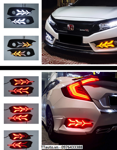 LED gầm trước sau  kiểu máy bay cho Civic 2016-2020
