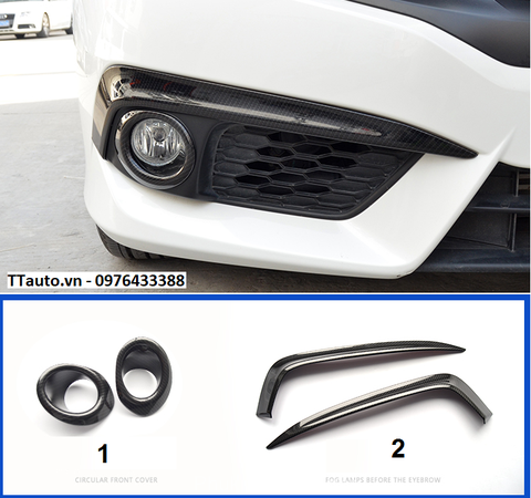 Ốp trang trí đèn gầm trước sau Carbon cho Civic 2016-2018