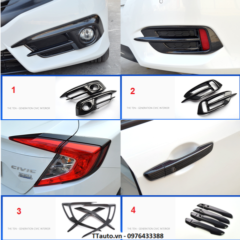 Tổng hợp các chi tiết Carbon ngoại thất Civic 2016-2020