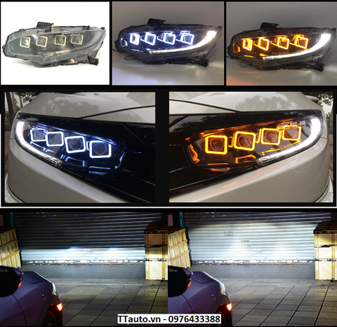 Cụm đèn pha LED kiểu Bugatti cho Civic 2016-2020