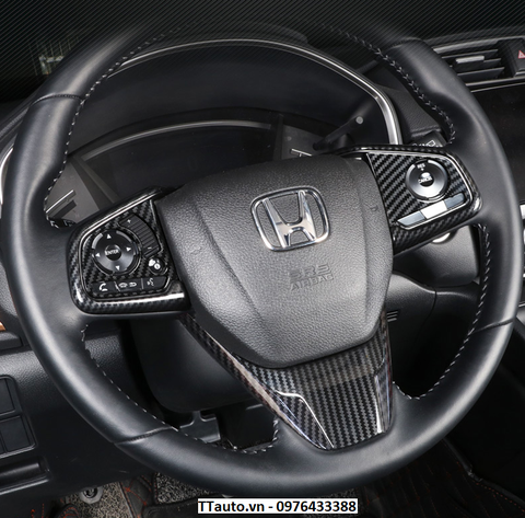Trang trí sợi carbon cho vô lăng Civic 2016-2021