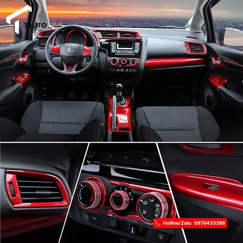 Ốp nội thất và ốp cần số màu đỏ Honda Jazz