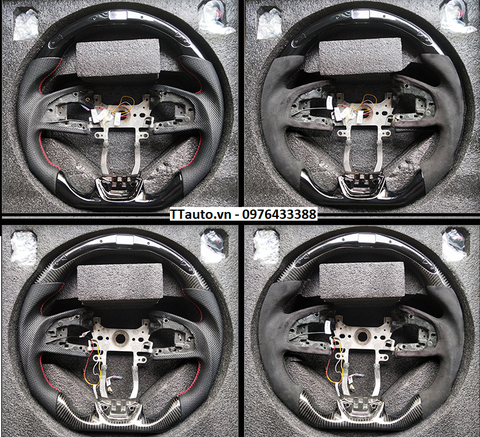 Vô lăng carbon tích hợp đồng hồ vòng tua LED cho Civic 2016-2021