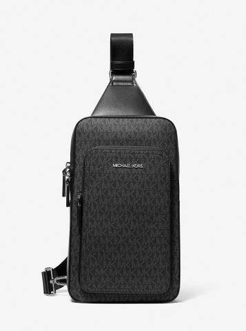 Túi đeo chéo nam Michael Kors COOPER - vân MK Signature đen