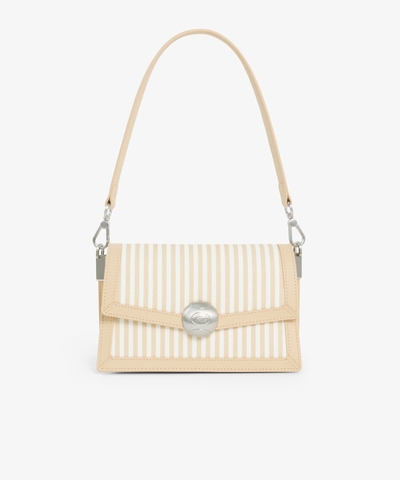 Túi đeo vai LACOSTE vải canvas kẻ sọc - khoá hình bóng tennis