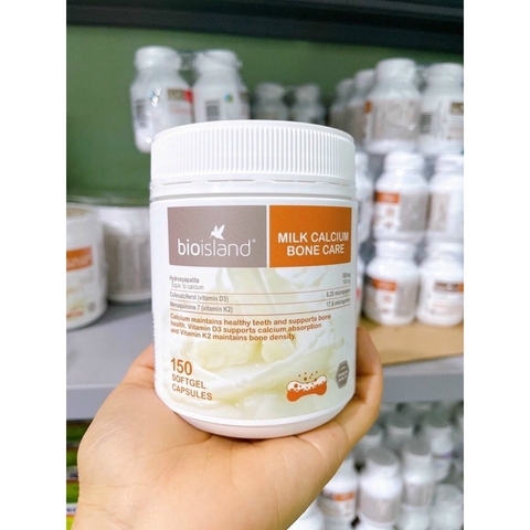 Canxi hữu cơ Bioisland Milk Calcium Bone Care 150 Viên Úc Mẫu Mới